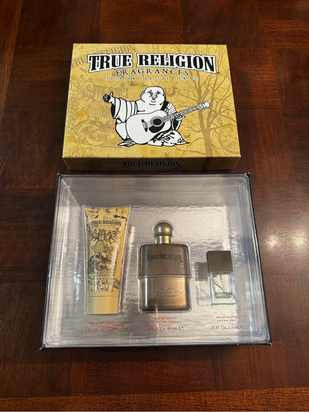 True Religion Fragrances Gift Set Eau De Toilette Spray Hair Body Wash New Mens